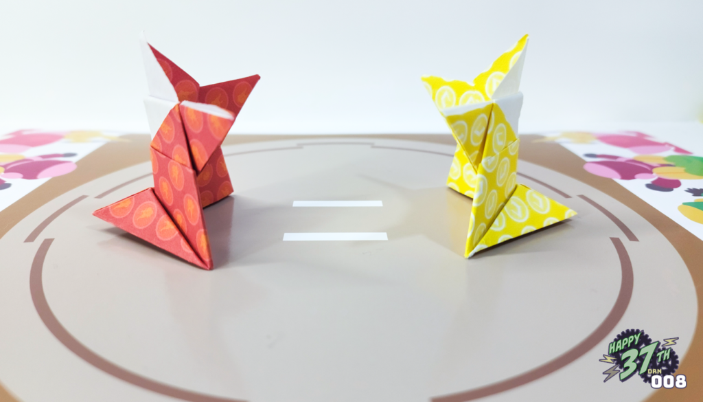 Origami depiction of fan inspired rendition of Mr.Match/Hinoken and Count Zap's Sumo wrestling game