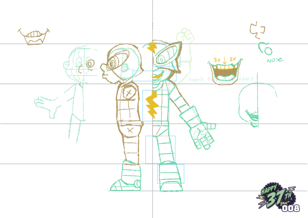 Reference sketch for Captain N Elecman fan figure