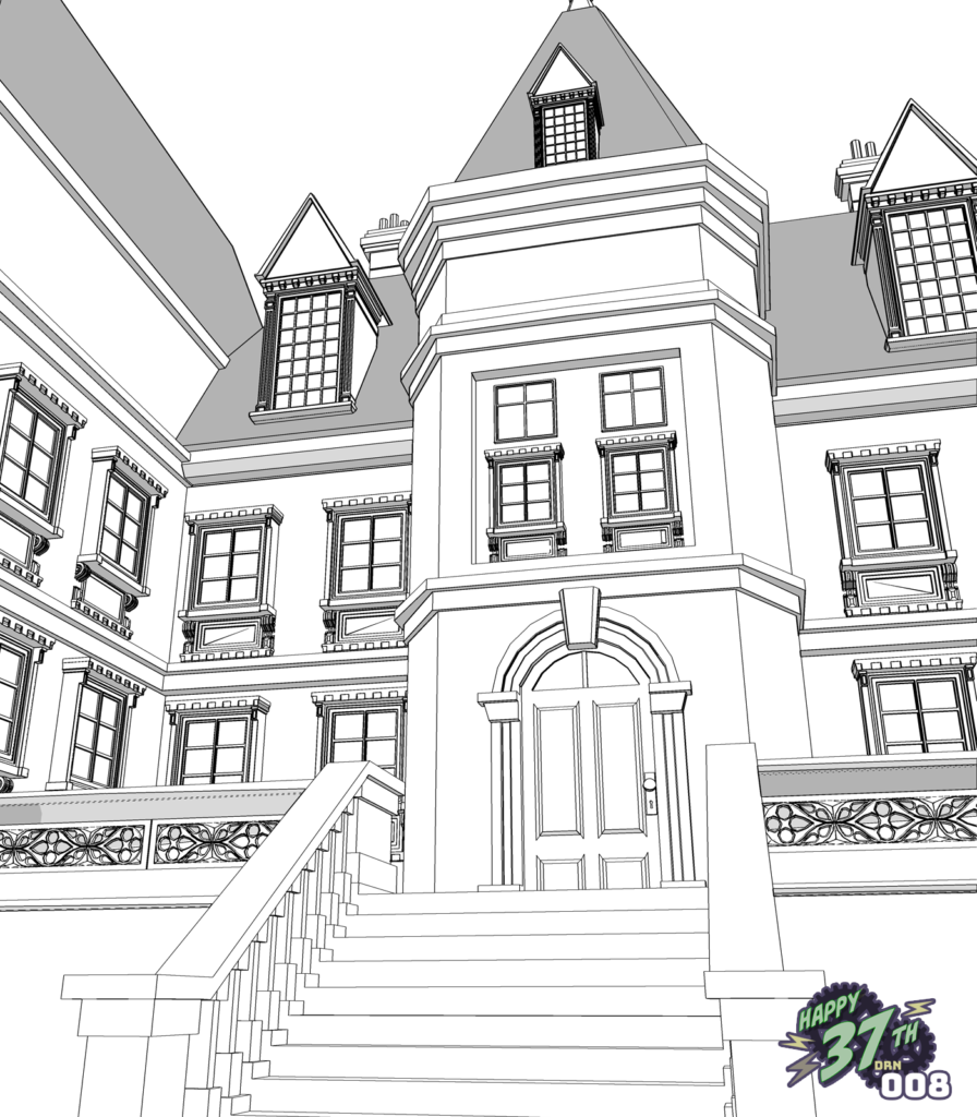 Lineart render dedicating my 3d model of the Electil/Zap mansion